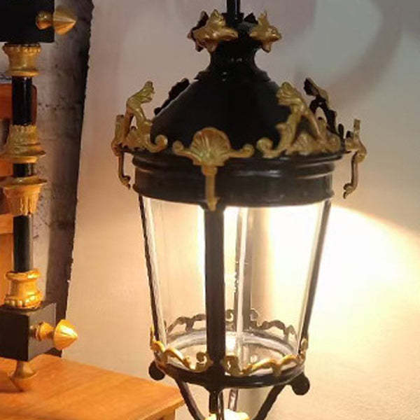 European Aluminum Glass Lantern Carved LED Wall Sconce
