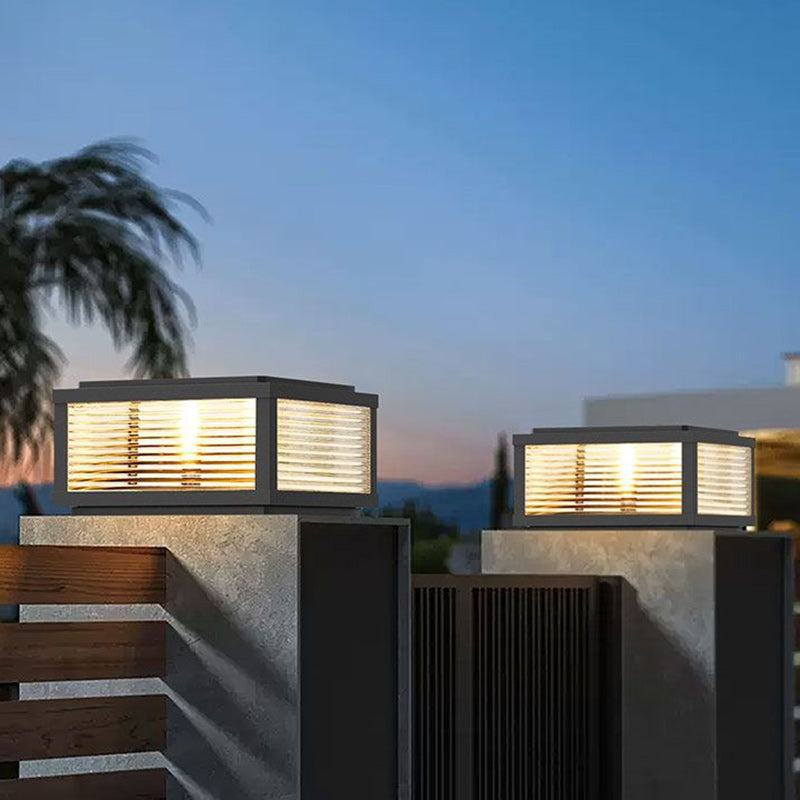 Minimalist Solar Square Stripes Glass LED Landscape Light