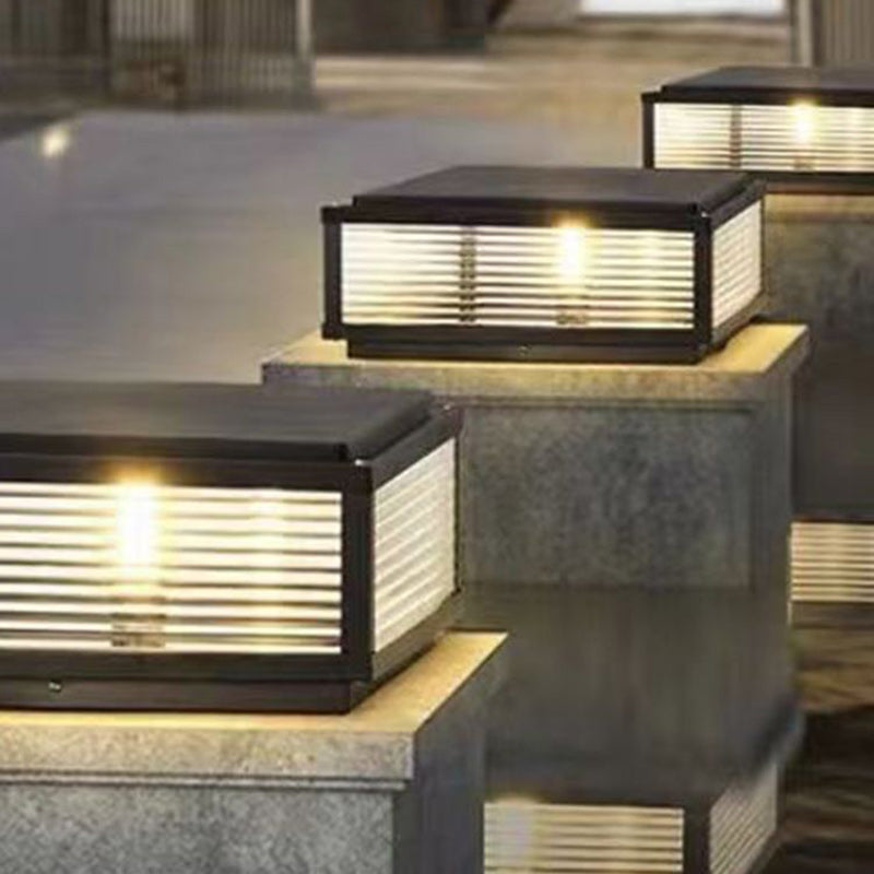 Minimalist Solar Square Stripes Glass LED Landscape Light — 7 Colors Light / 220V-240V For UK/AU
