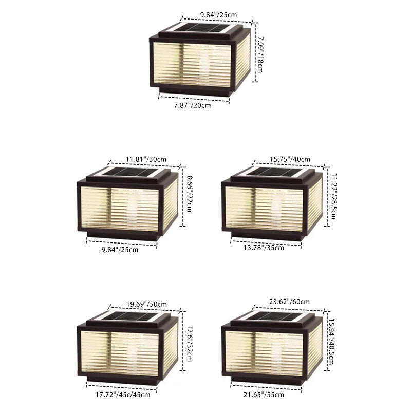 Minimalist Solar Square Stripes Glass LED Landscape Light — 7 Colors Light / 220V-240V For UK/AU