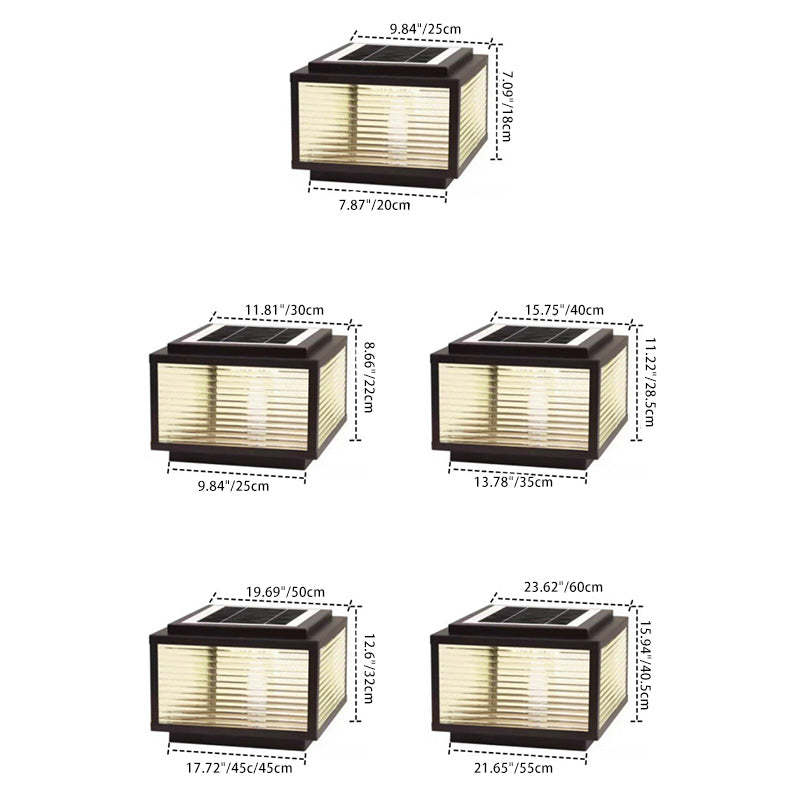 Minimalist Solar Square Stripes Glass LED Landscape Light — 7 Colors Light / 220V-240V For UK/AU