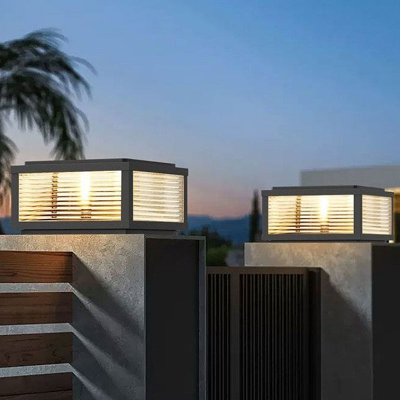 Minimalist Solar Square Stripes Glass LED Landscape Light