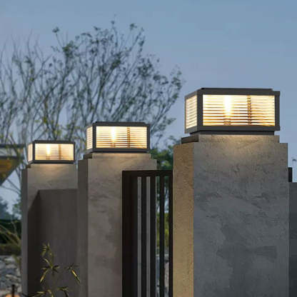 Minimalist Solar Square Stripes Glass LED Landscape Light — 7 Colors Light / 110V-120V For US/CA