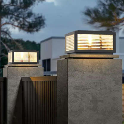 Minimalist Solar Square Stripes Glass LED Landscape Light — 7 Colors Light / 220V-240V For UK/AU