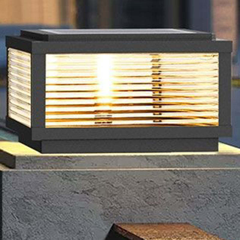 Minimalist Solar Square Stripes Glass LED Landscape Light — 7 Colors Light / 110V-120V For US/CA