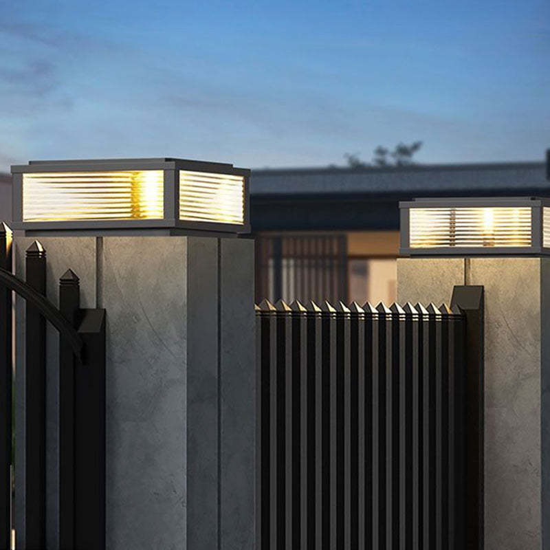 Minimalist Solar Square Stripes Glass LED Landscape Light