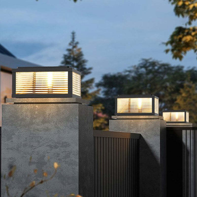 Minimalist Solar Square Stripes Glass LED Landscape Light