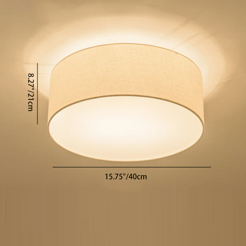 Nordic Round Drum Fabric Flush Ceiling Light