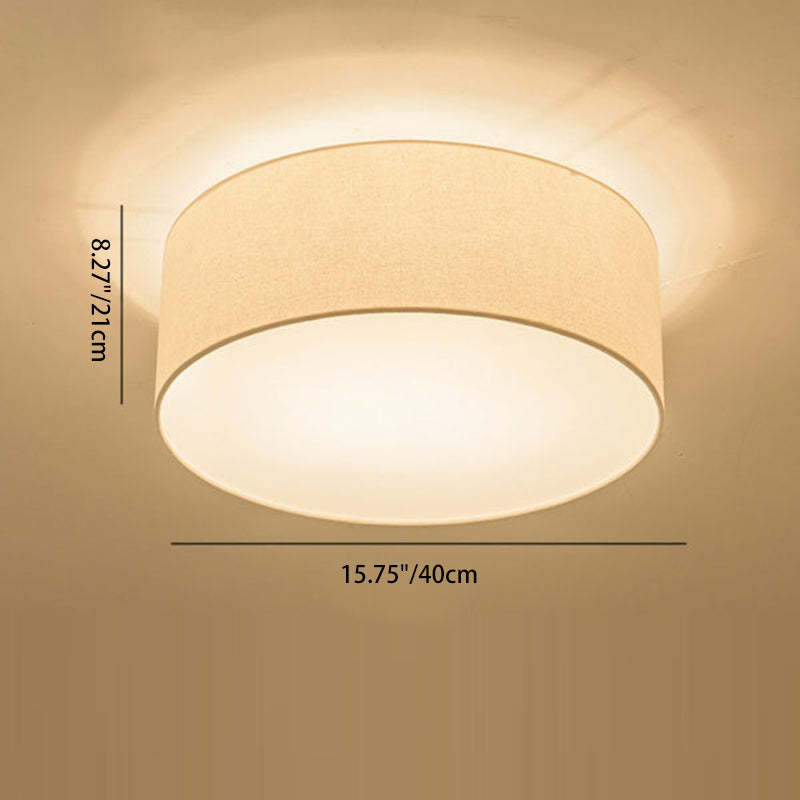 Nordic Round Drum Fabric Flush Ceiling Light