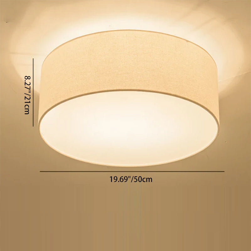 Nordic Round Drum Fabric Flush Ceiling Light