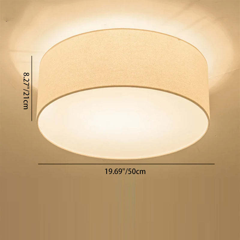 Nordic Round Drum Fabric Flush Ceiling Light