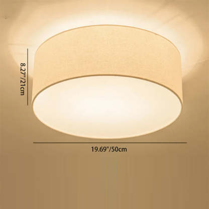 Nordic Round Drum Fabric Flush Ceiling Light