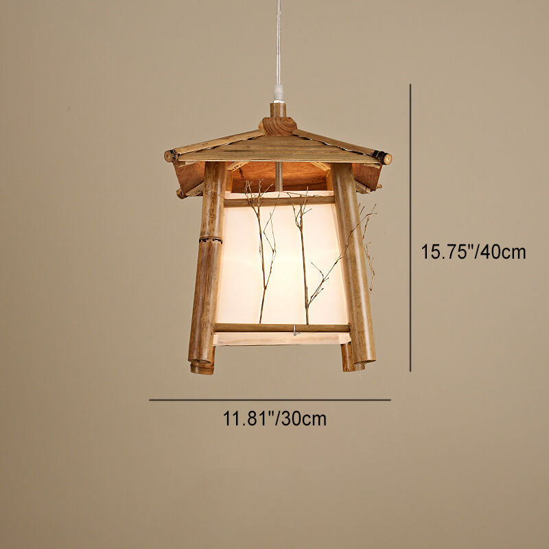 Japanese Rustic Bamboo Woven Pendant Light