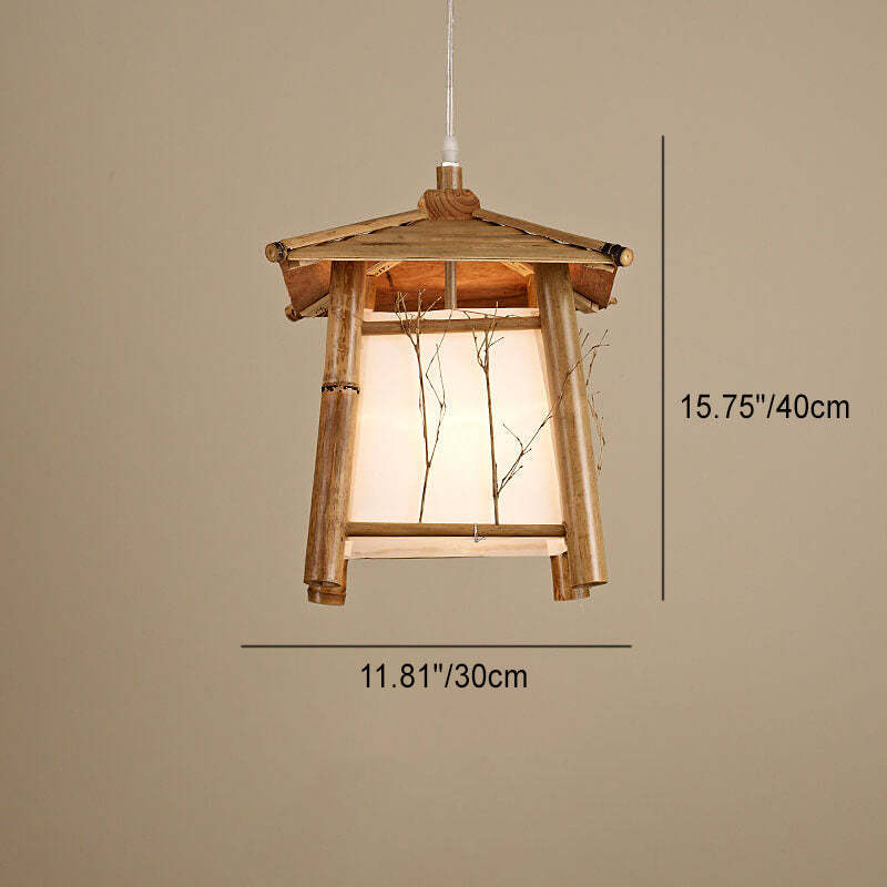 Japanese Rustic Bamboo Woven Pendant Light