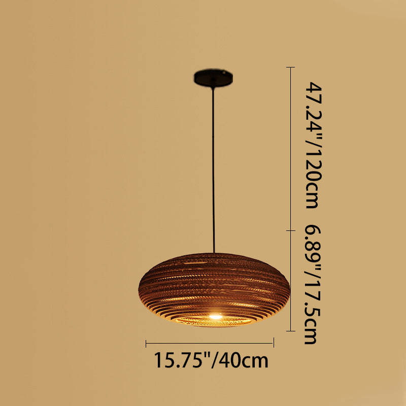Retro Paper Elliptic Bell Trapezoid Polygonal Pendant Light