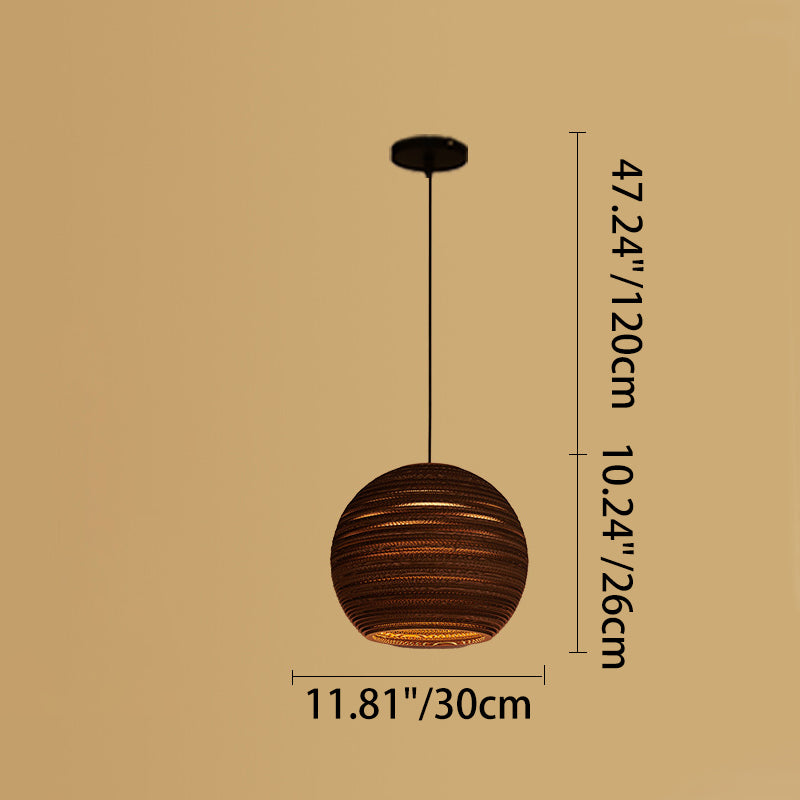 Retro Paper Elliptic Bell Trapezoid Polygonal Pendant Light