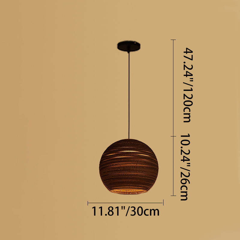 Retro Paper Elliptic Bell Trapezoid Polygonal Pendant Light