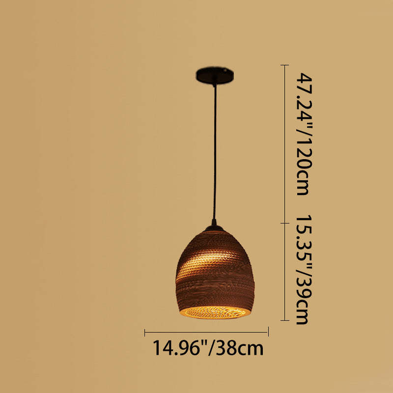Retro Paper Elliptic Bell Trapezoid Polygonal Pendant Light