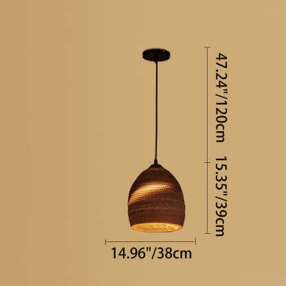 Retro Paper Elliptic Bell Trapezoid Polygonal Pendant Light
