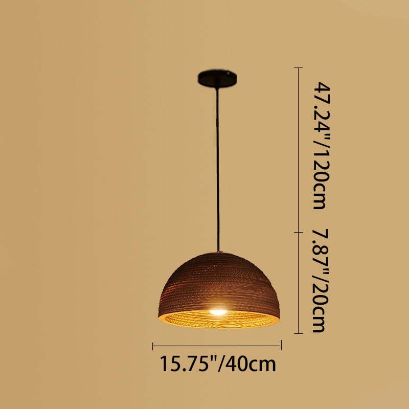 Retro Paper Elliptic Bell Trapezoid Polygonal Pendant Light
