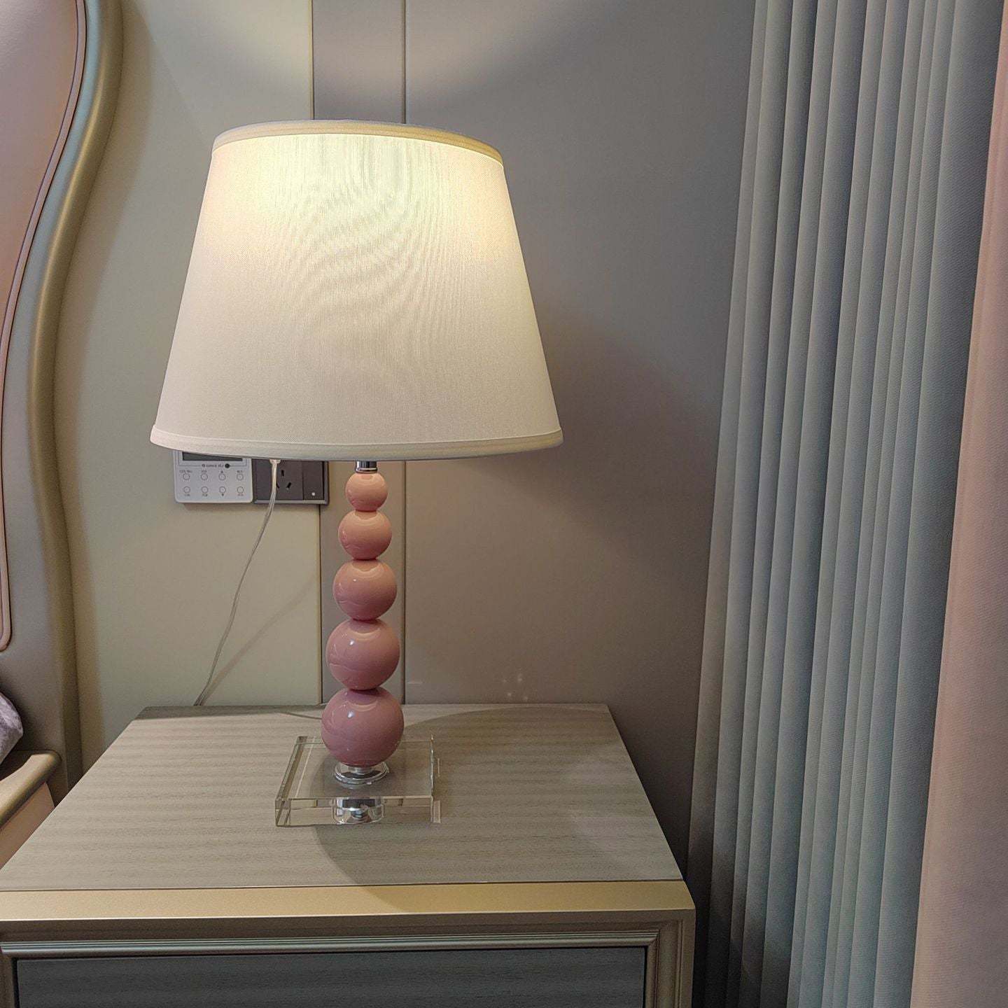 Modern Crystal Pink Beaded Table Lamp
