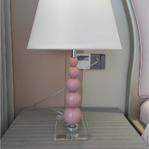 Modern Crystal Pink Beaded Table Lamp
