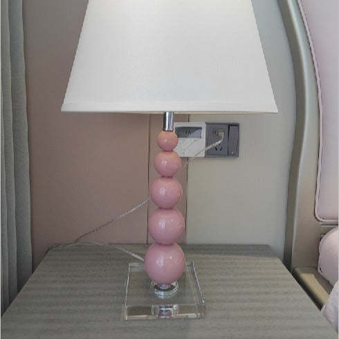 Modern Crystal Pink Beaded Table Lamp