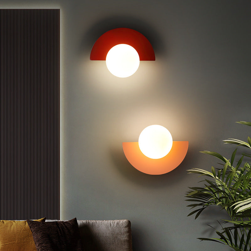 Minimalist Glass Spherical Colorful Semicircle Wall Sconce