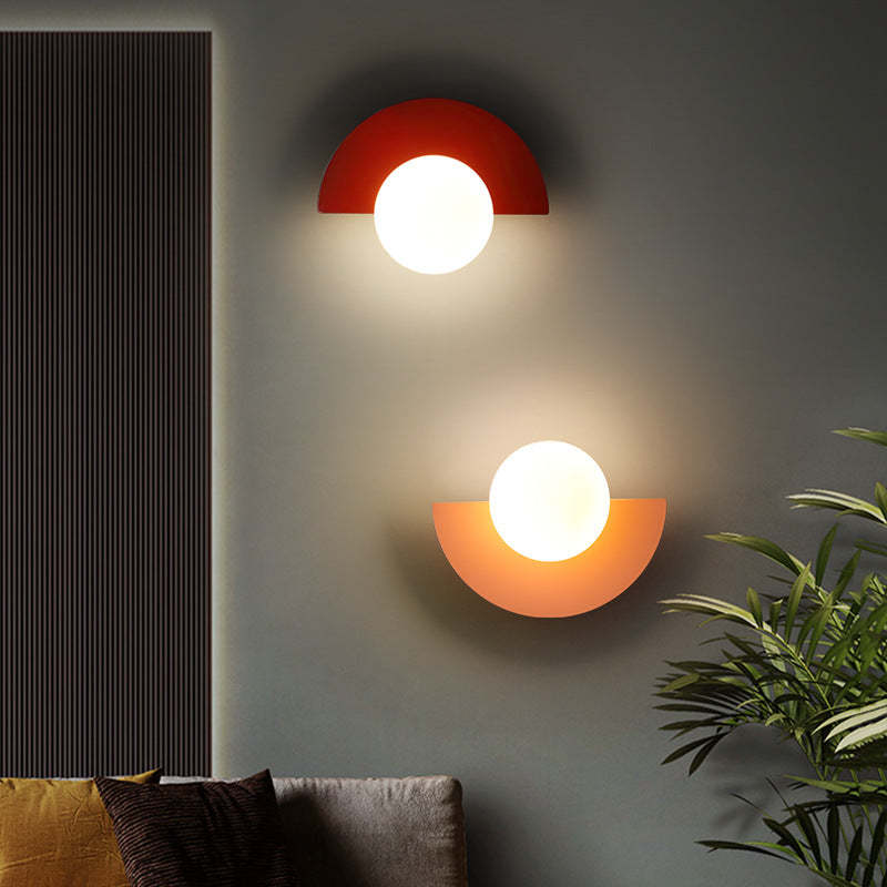 Minimalist Glass Spherical Colorful Semicircle Wall Sconce