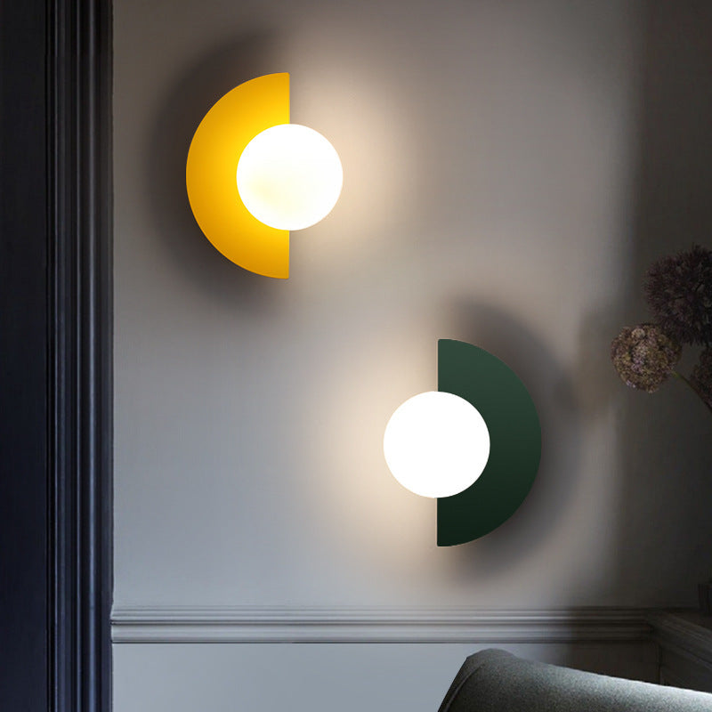 Minimalist Glass Spherical Colorful Semicircle Wall Sconce
