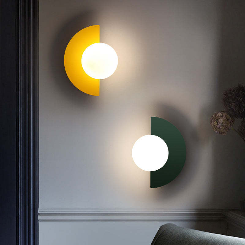 Minimalist Glass Spherical Colorful Semicircle Wall Sconce