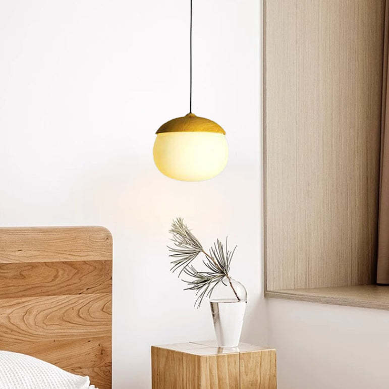 Modern Beige Nut Globe Pendant Light