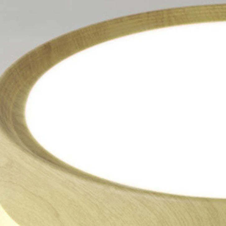 Modern Wood Grain Round Iron LED Flush Mount Light