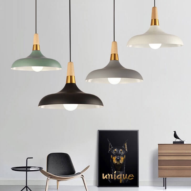 Nordic Macaron Barn Wood Pendant Light