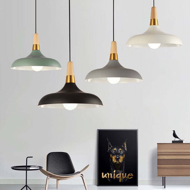 Nordic Macaron Barn Wood Pendant Light