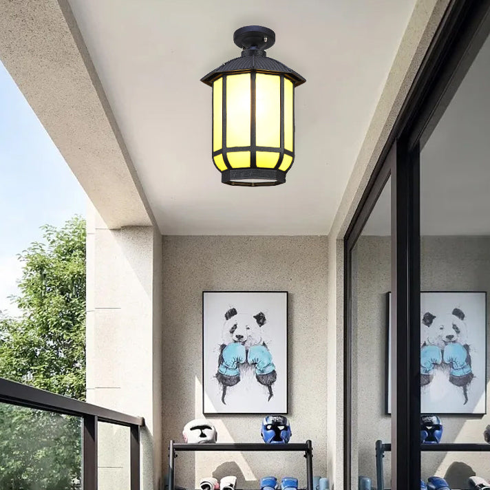 Chinese Round Lantern Aluminum Iron Ceiling Light