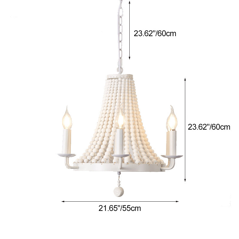 Minimalist Dome Trapezoid Wooden Bead Iron Chandelier