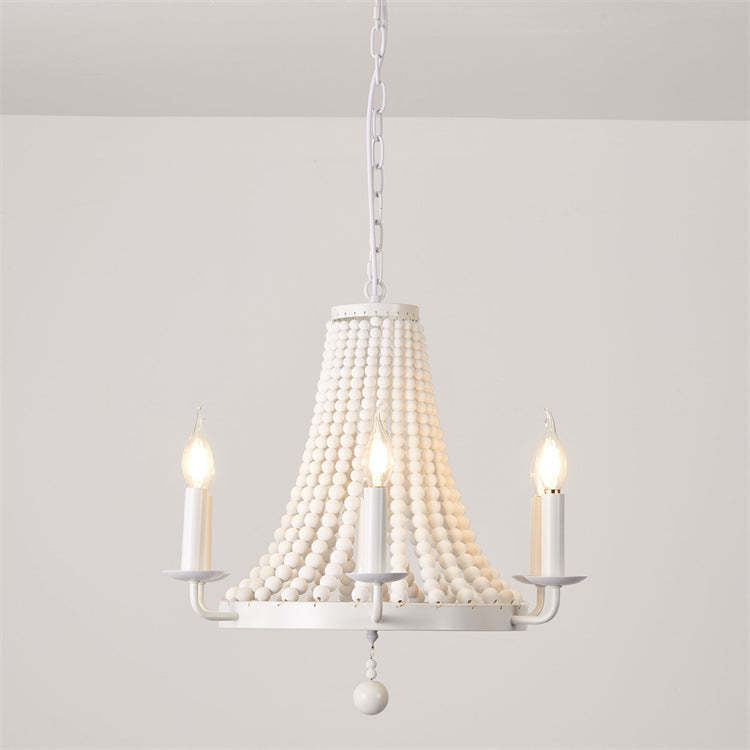 Minimalist Dome Trapezoid Wooden Bead Iron Chandelier — 220V-240V For UK/AU