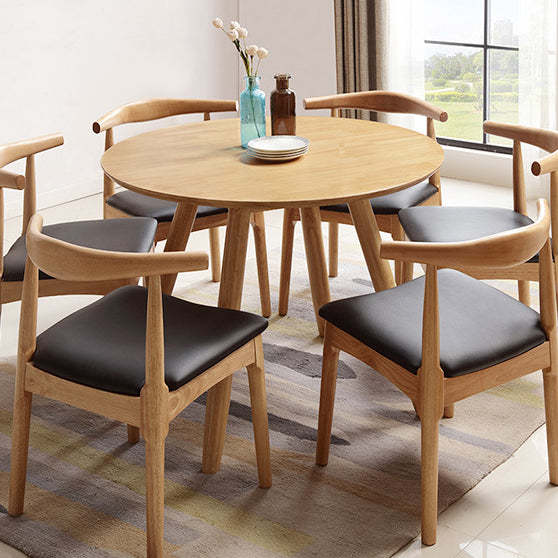 Lighom minimalist round 4-6 wood dining table — 29.5" H x 31.5" Dia x 31.5" L