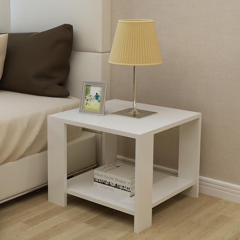 Minimalist Engineered Wood Coffee Table 2-Tier — White