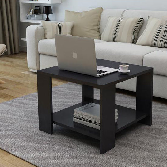 Minimalist Engineered Wood Coffee Table 2-Tier — Wood Color
