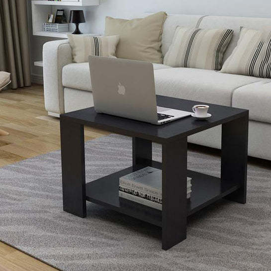 Minimalist Engineered Wood Coffee Table 2-Tier — Wood Color