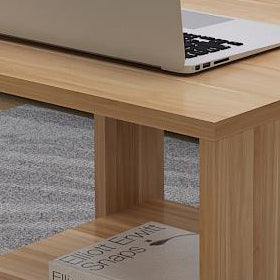 Minimalist Engineered Wood Coffee Table 2-Tier — White