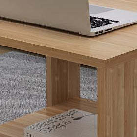 Minimalist Engineered Wood Coffee Table 2-Tier — White
