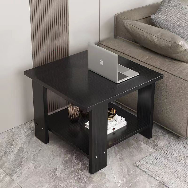 Minimalist Engineered Wood Coffee Table 2-Tier — Wood Color