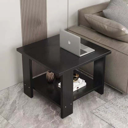 Minimalist Engineered Wood Coffee Table 2-Tier — Wood Color
