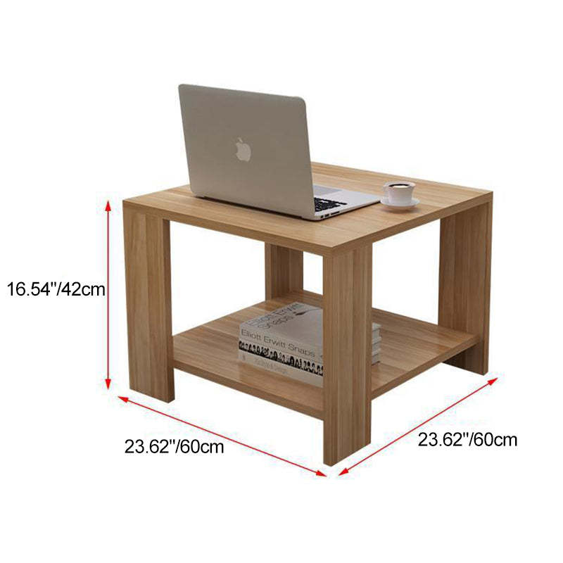 Minimalist Engineered Wood Coffee Table 2-Tier — Wood Color