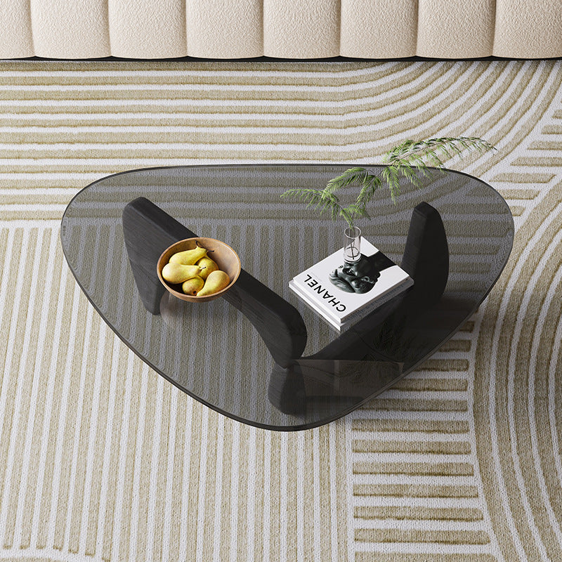 Nordic Tempered Glass Wood Triangular Coffee Table