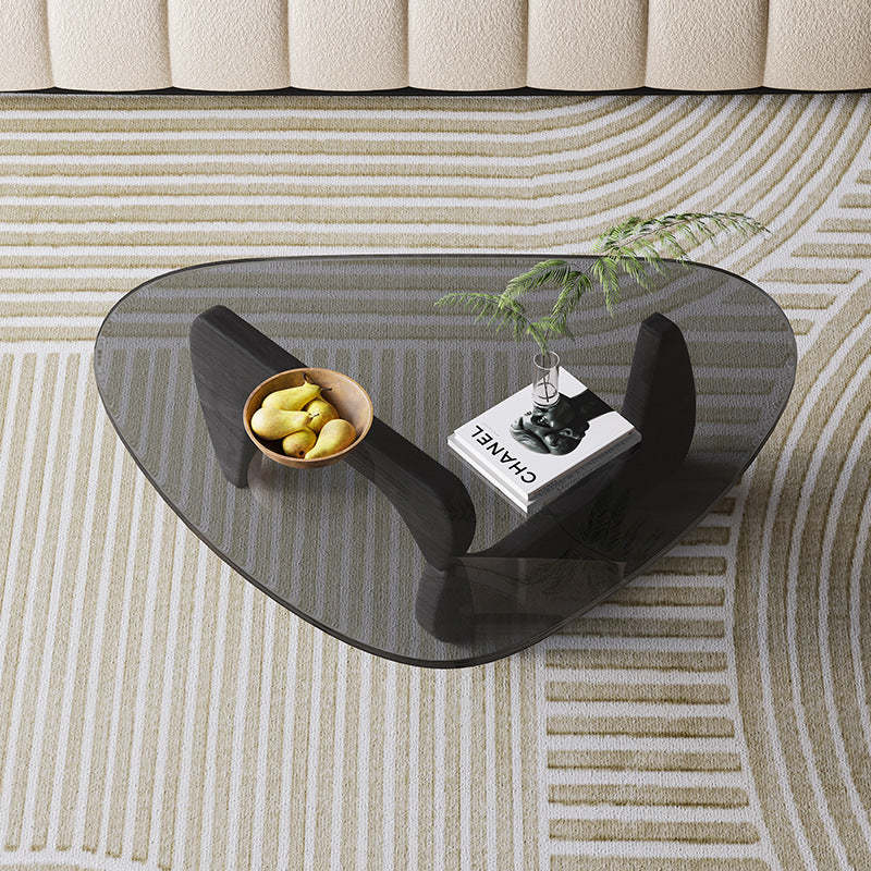 Nordic Tempered Glass Wood Triangular Coffee Table