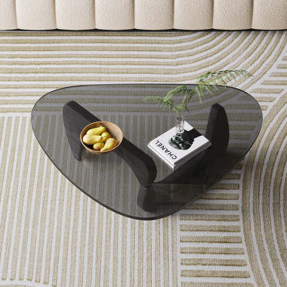 Nordic Tempered Glass Wood Triangular Coffee Table